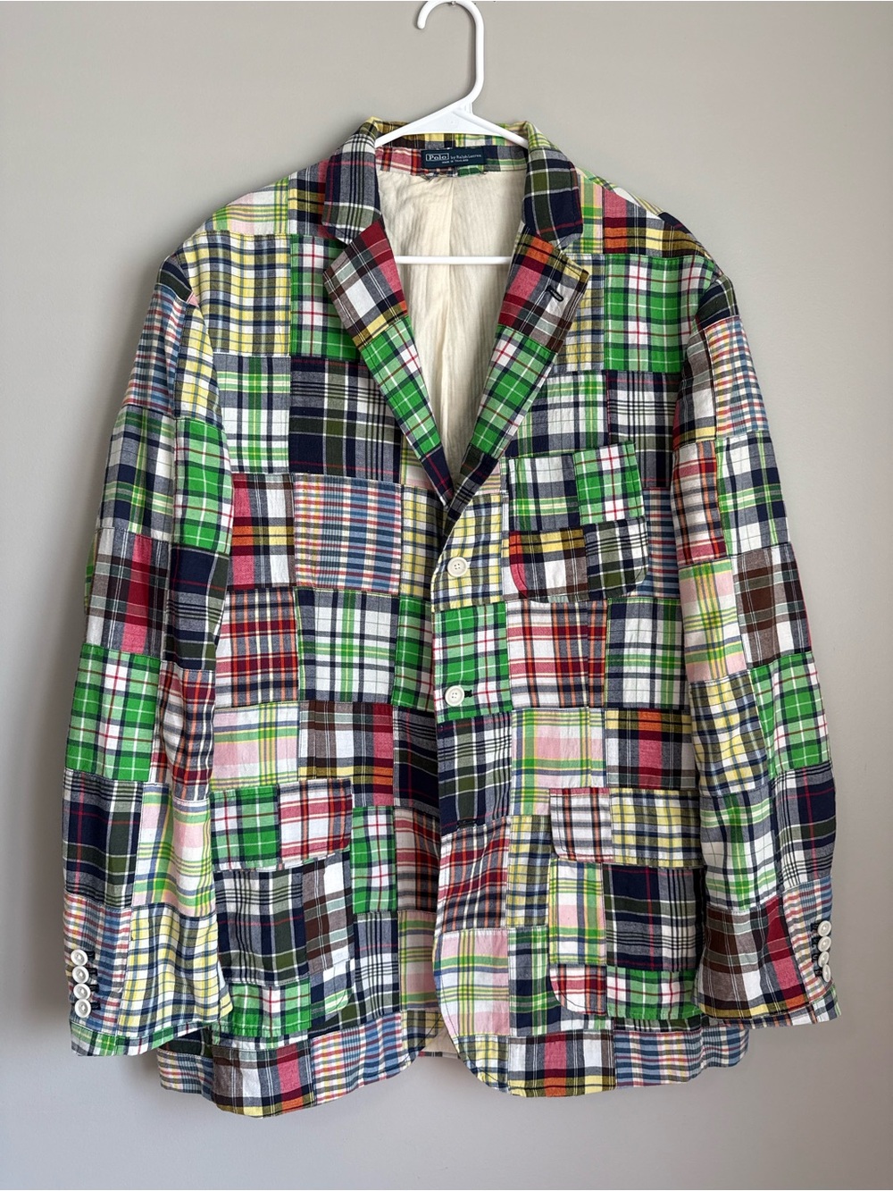 Polo by Ralph Lauren Patchwork Plaid Sport Madras Blazer - Size Large